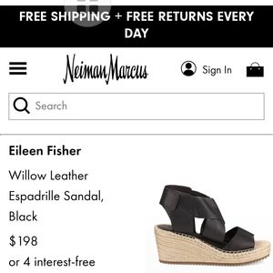 Like New Eileen Fisher Black Leather Espadrille